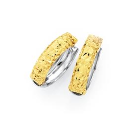 9ct-Gold-Two-Tone-Huggie-Earrings on sale