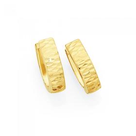 9ct-Gold-Diamond-Cut-Huggie-Earrings on sale