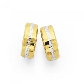 9ct+Gold+Two+Tone+Huggie+Earrings