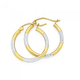 9ct-Gold-Two-Tone-15mm-Hoop-Earrings on sale