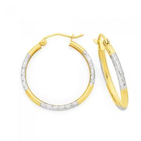 9ct-Gold-Two-Tone-20mm-Hoop-Earrings on sale