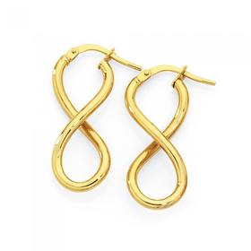 9ct+Gold+Infinity+Twist+Hoop+Earrings