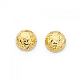 9ct+Gold+6mm+Dome+Stud+Earrings