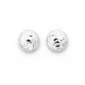 9ct+White+Gold+6mm+Dome+Stud+Earrings
