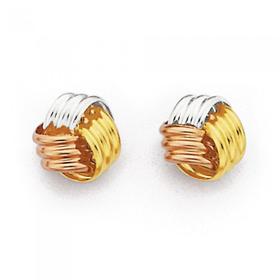 9ct-Gold-Tri-Tone-Knot-Stud-Earrings on sale