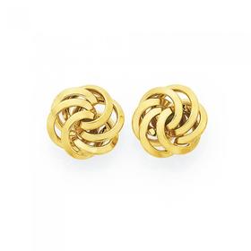9ct+Gold+Swirl+Knot+Stud+Earrings