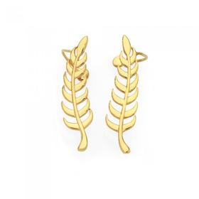 9ct-Gold-Leaf-Stud-Curve-Earrings on sale