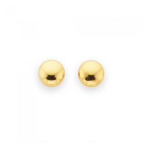 9ct+Gold+4mm+Flat+Ball+Stud+Earrings