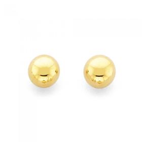 9ct+Gold+5mm+Polished+Ball+Stud+Earrings