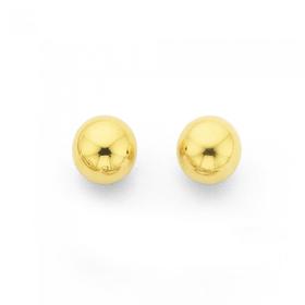 9ct+Gold+6mm+Polished+Ball+Stud+Earrings