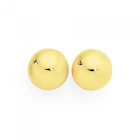 9ct+Gold+10mm+Ball+Stud+Earrings