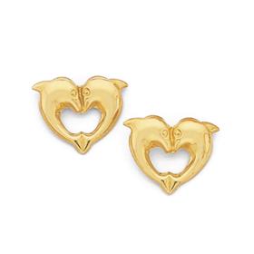 9ct+Gold+Dolphin+Stud+Earrings