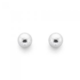 9ct+White+Gold+3mm+Polished+Ball+Stud+Earrings