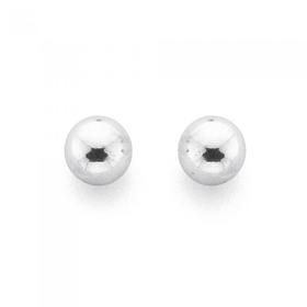 9ct+White+Gold+4mm+Polished+Ball+Stud+Earrings