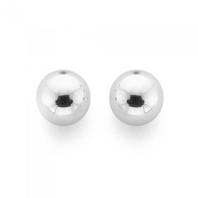 9ct+White+Gold+6mm+Polished+Ball+Stud+Earrings