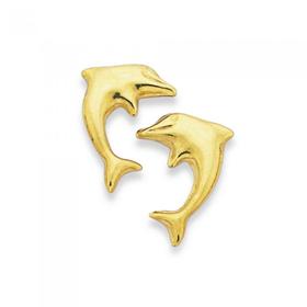 9ct+Gold+Dolphin+Stud+Earrings