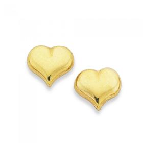 9ct+Gold+Heart+Stud+Earrings