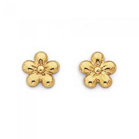 9ct+Gold+Flower+Stud+Earrings