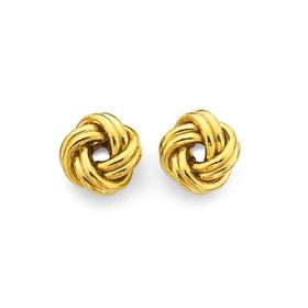 9ct+Gold+9mm+Love+Knot+Stud+Earrings