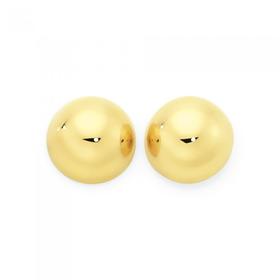 9ct+Gold+10mm+Dome+Stud+Earrings