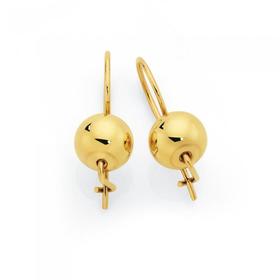 9ct+Gold+8mm+Euroball+Earrings