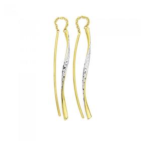 9ct-Gold-Two-Tone-Twist-Thread-Through-Drop-Earrings on sale