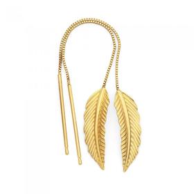 9ct-Gold-Leaf-Thread-Through-Earrings on sale