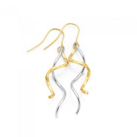 9ct-Gold-Two-Tone-Twist-Drop-Earrings on sale