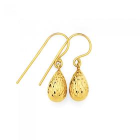 9ct-Gold-Diamond-cut-Bomber-Drop-Earrings on sale