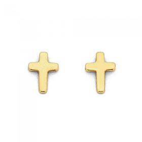 9ct+Gold+Cross+Stud+Earrings