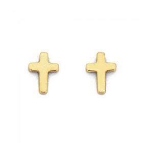 9ct-Gold-Cross-Stud-Earrings on sale