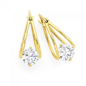 9ct-Gold-CZ-Twin-Hoop-Circle-Earrings on sale