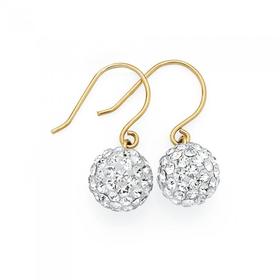 9ct-Gold-Crystal-Ball-Drop-Earrings on sale