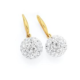 9ct-Gold-Crystal-10mm-Ball-Hook-Earrings on sale