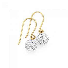 9ct-Gold-Crystal-Ball-Drop-Earrings on sale