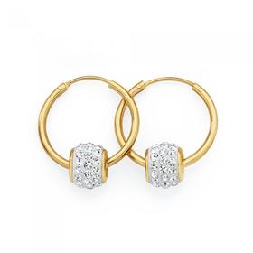 9ct+Gold+Crystal+Ball+Hoops