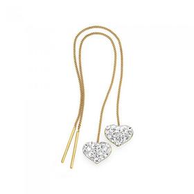 9ct-Gold-Crystal-Heart-Thread-Earrings on sale