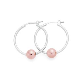Silver-25mm-Fine-Tube-Hoops-With-Rose-Plate-Ball-Earrings on sale