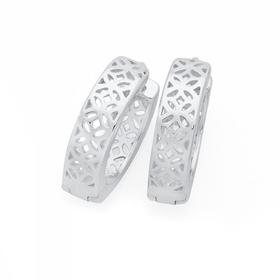 Silver-Flower-Cut-Out-Huggie-Earrings on sale