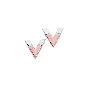 Silver-Rose-Plate-V-Stud-Earrings on sale
