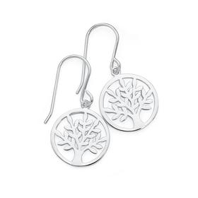Silver+Open+Tree+Of+Life+Hook+Earrings