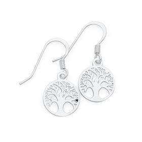 Silver-Round-Tree-Of-Life-Drop-Earrings on sale