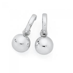 Silver+Ball+On+Half+Hoop+Earrings