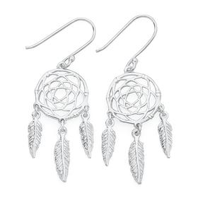 Silver-Dream-catcher-Hook-Earrings on sale