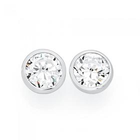 Silver-65mm-CZ-Bezel-Set-Stud-Earrings on sale