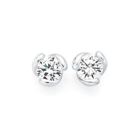 Silver-Round-CZ-Stud-Earrings on sale