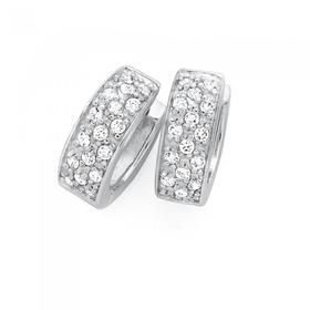 Silver+Pave+Cubic+Zirconia+Huggies