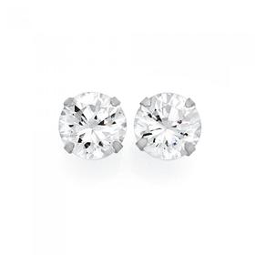 Silver-7mm-Cubic-Zirconia-Stud-Earrings on sale