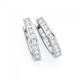 Silver+18mm+Channel+Set+Cubic+Zirconia+Inside+Out+Hoop+Earrings