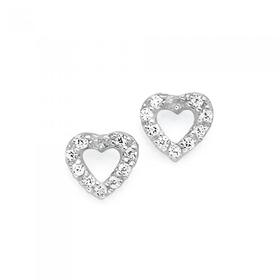 Silver+CZ+Heart+Stud+Earrings